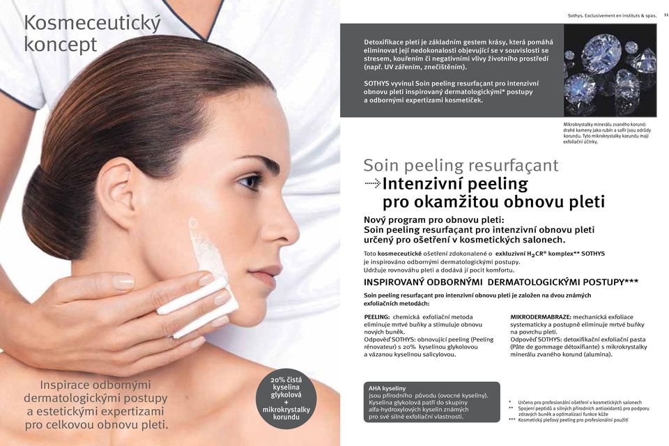 UV zářením, znečištěním). SOTHYS vyvinul Soin peeling resurfaçant pro intenzivní obnovu pleti inspirovaný dermatologickými* postupy a odbornými expertizami kosmetiček.