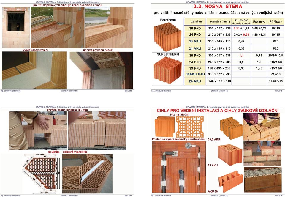 113 0,33 P20 30 P+D 300 x 247 x 238 1,1 0,79 20/15/10/8 24 P+D 240 x 372 x 238 0,5 1,5 P15/10/8 19 P+D 190 x 495 x 238 0,35 1,93 P15/10/8 24 AKU Strana 21 (celkem 55) P( Mpa ) 30 P+D 30AKU P+D 300 x