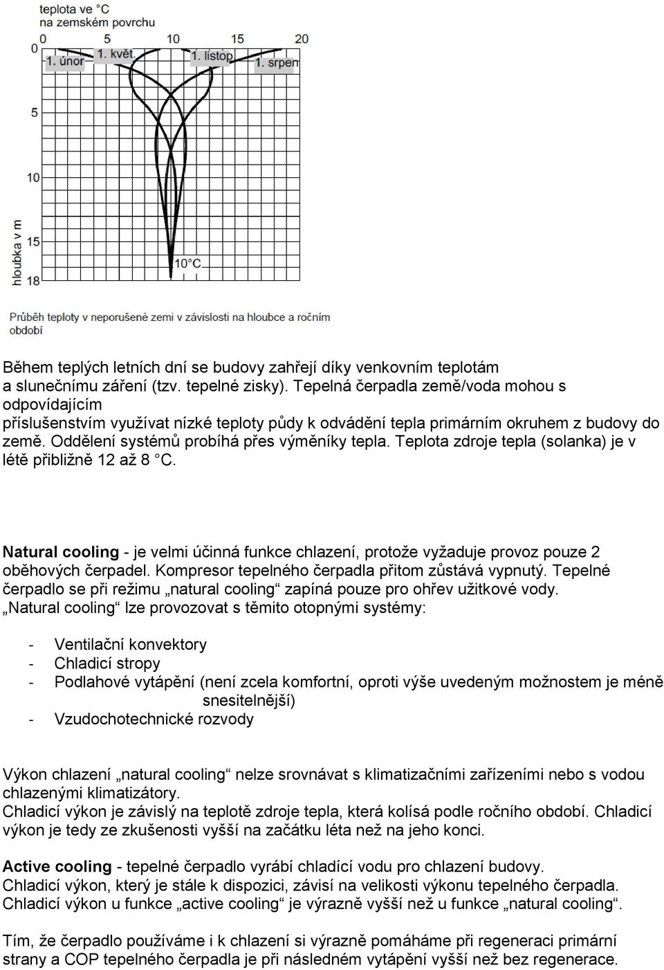 Teplota zdroje tepla (solanka) je v létě přibližně 12 až 8 C. Natural cooling - je velmi účinná funkce chlazení, protože vyžaduje provoz pouze 2 oběhových čerpadel.