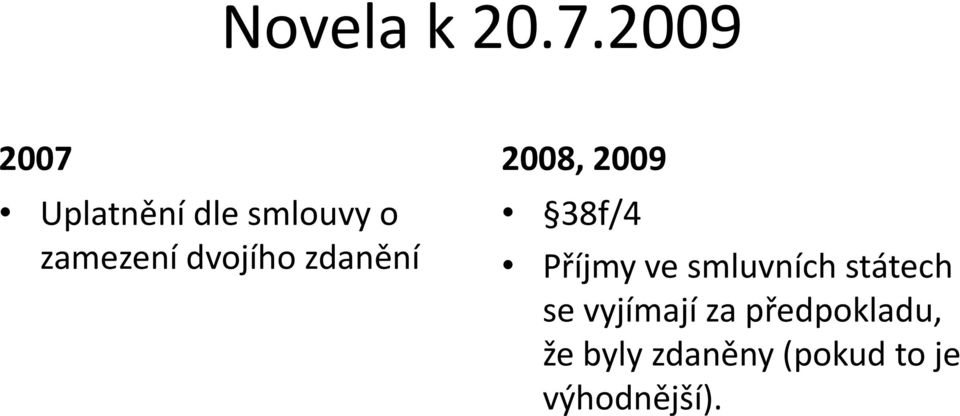 dvojího zdanění 2008, 2009 38f/4 Příjmy ve