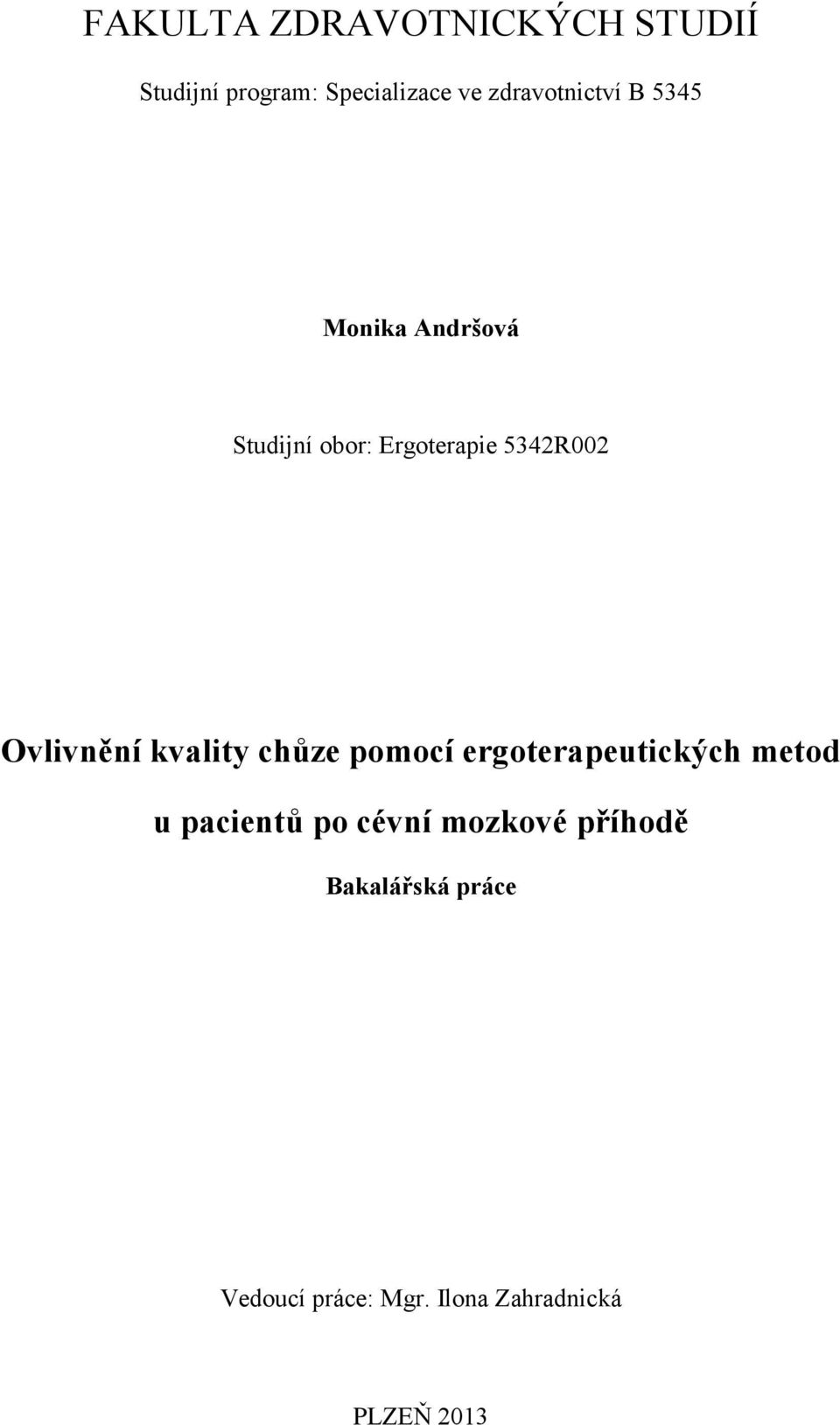 Ovlivnění kvality chůze pomocí ergoterapeutických metod u pacientů po