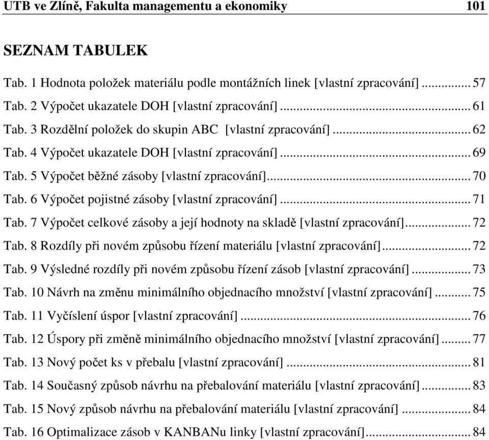 6 Výpočet pojistné zásoby [vlastní zpracování]... 71 Tab. 7 Výpočet celkové zásoby a její hodnoty na skladě [vlastní zpracování]... 72 Tab.