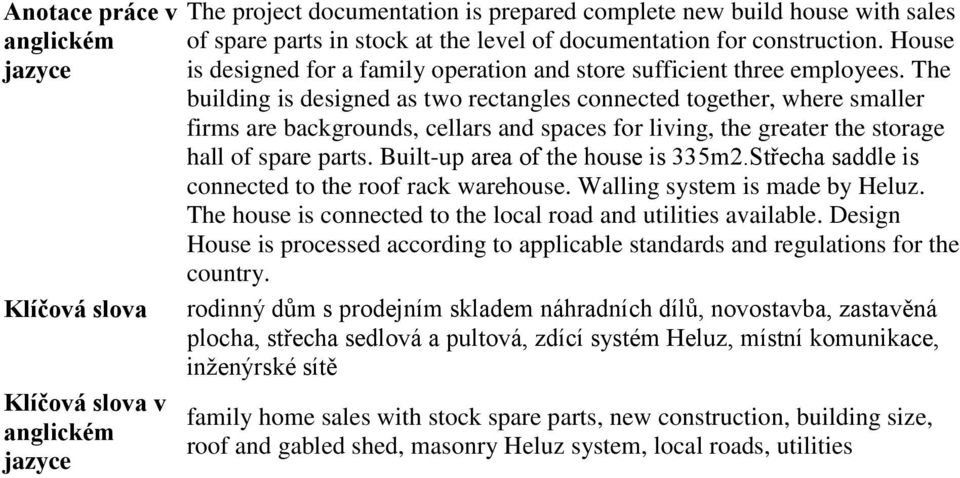 The building is designed as two rectangles connected together, where smaller firms are backgrounds, cellars and spaces for living, the greater the storage hall of spare parts.