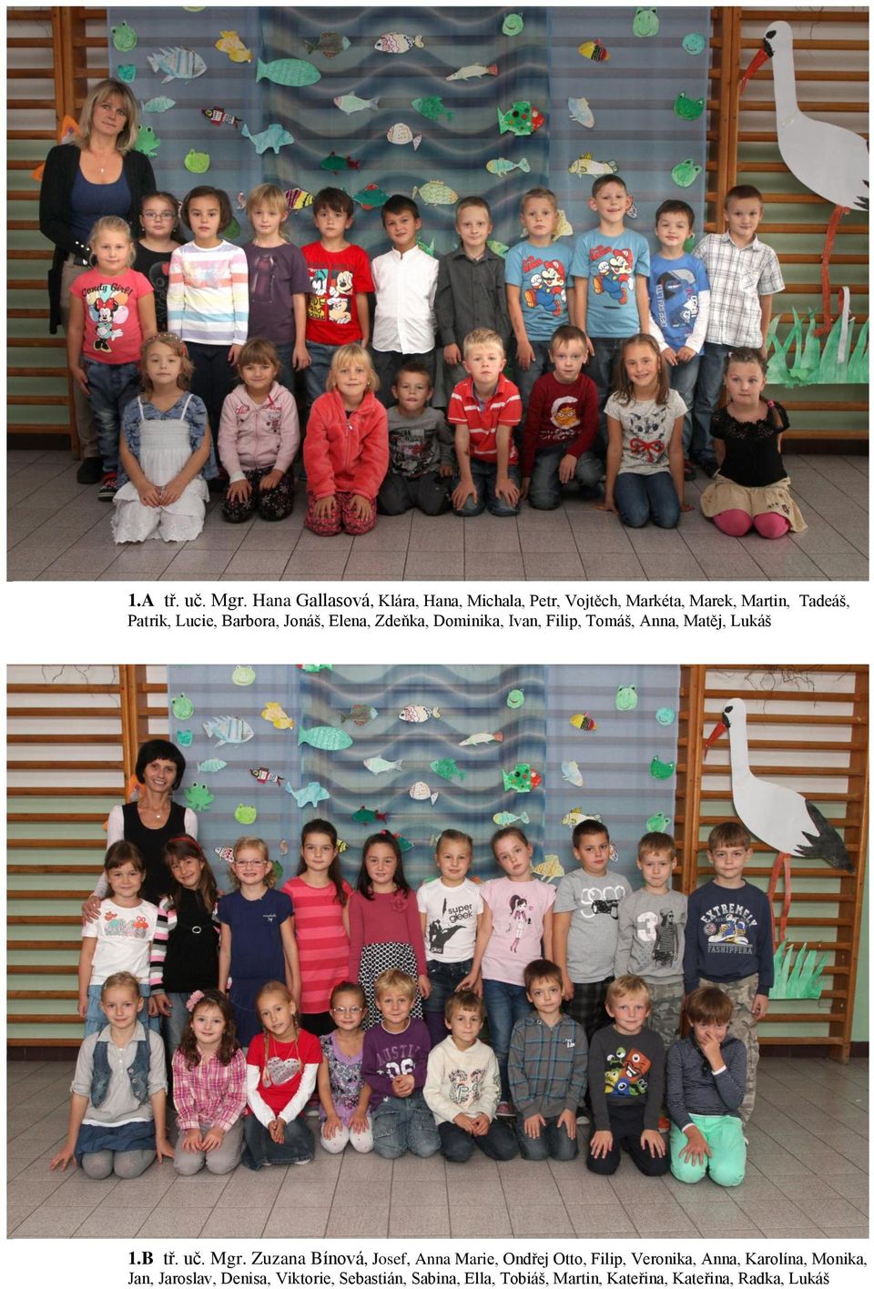 Barbora, Jonáš, Elena, Zdeňka, Dominika, Ivan, Filip, Tomáš, Anna, Matěj, Lukáš 1.B tř. uč. Mgr.
