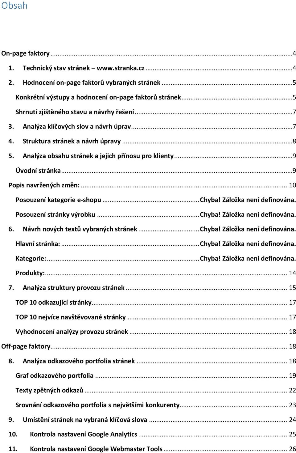 ..9 Úvodní stránka...9 Popis navržených změn:... 10 Posouzení kategorie e-shopu... Chyba! Záložka není definována. Posouzení stránky výrobku... Chyba! Záložka není definována. 6.