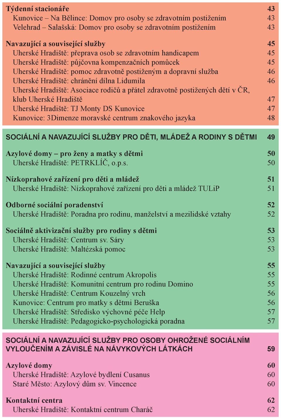 dílna Lidumila 46 Uherské Hradiště: Asociace rodičů a přátel zdravotně postižených dětí v ČR, klub Uherské Hradiště 47 Uherské Hradiště: TJ Monty DS Kunovice 47 Kunovice: 3Dimenze moravské centrum