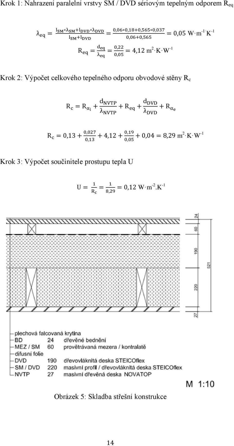 tepelného odporu obvodové stěny R c -1 m 2 K W Krok 3: Výpočet