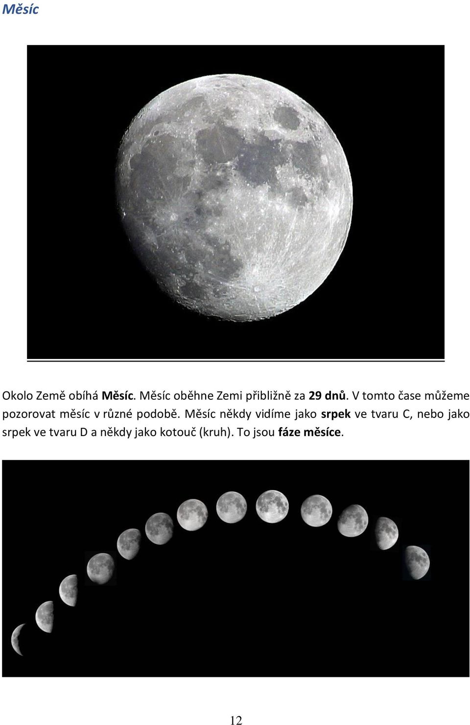 V tomto čase můžeme pozorovat měsíc v různé podobě.