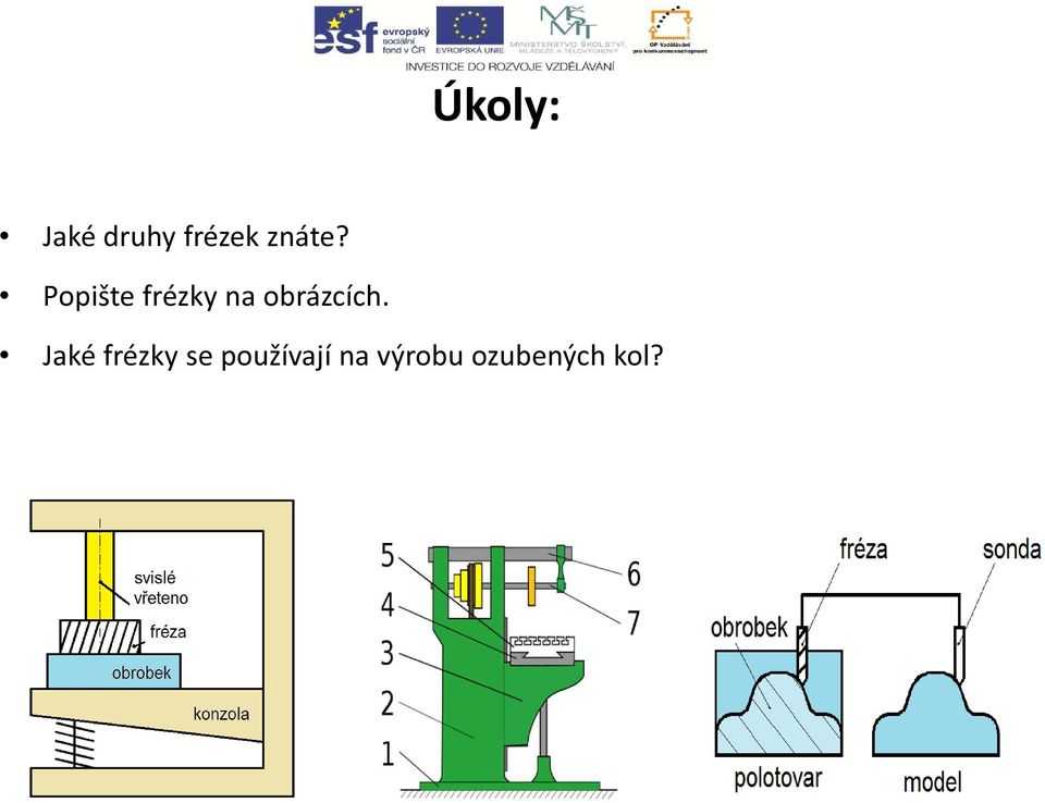 Popište frézky na obrázcích.