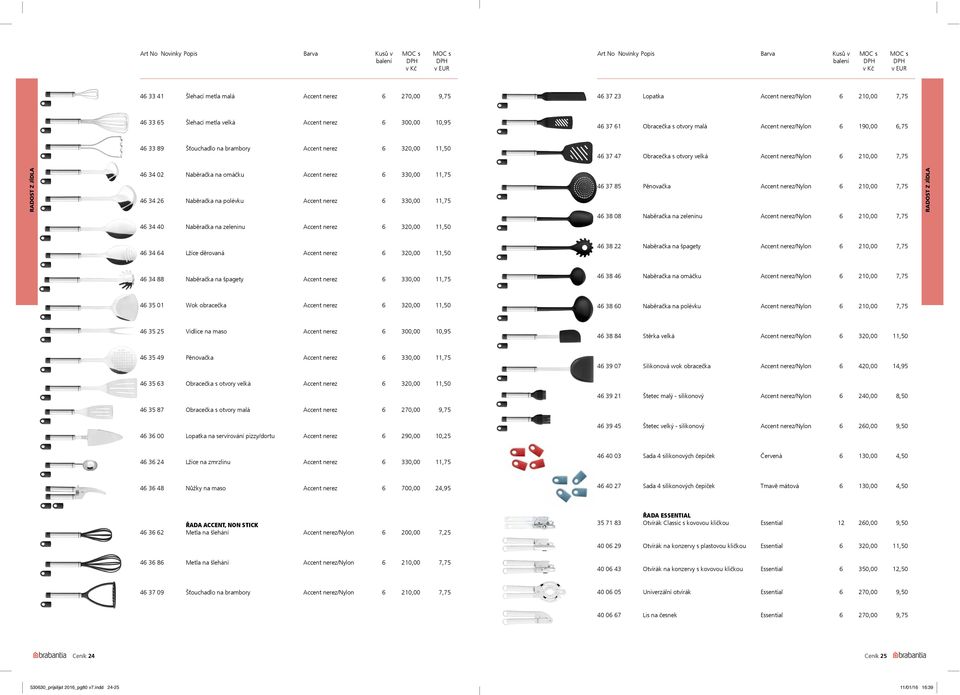 330,00,75 46 34 26 Naběračka na polévku Accent nerez 6 330,00,75 46 37 85 Pěnovačka Accent nerez/nylon 6 20,00 7,75 46 38 08 Naběračka na zeleninu Accent nerez/nylon 6 20,00 7,75 46 34 40 Naběračka