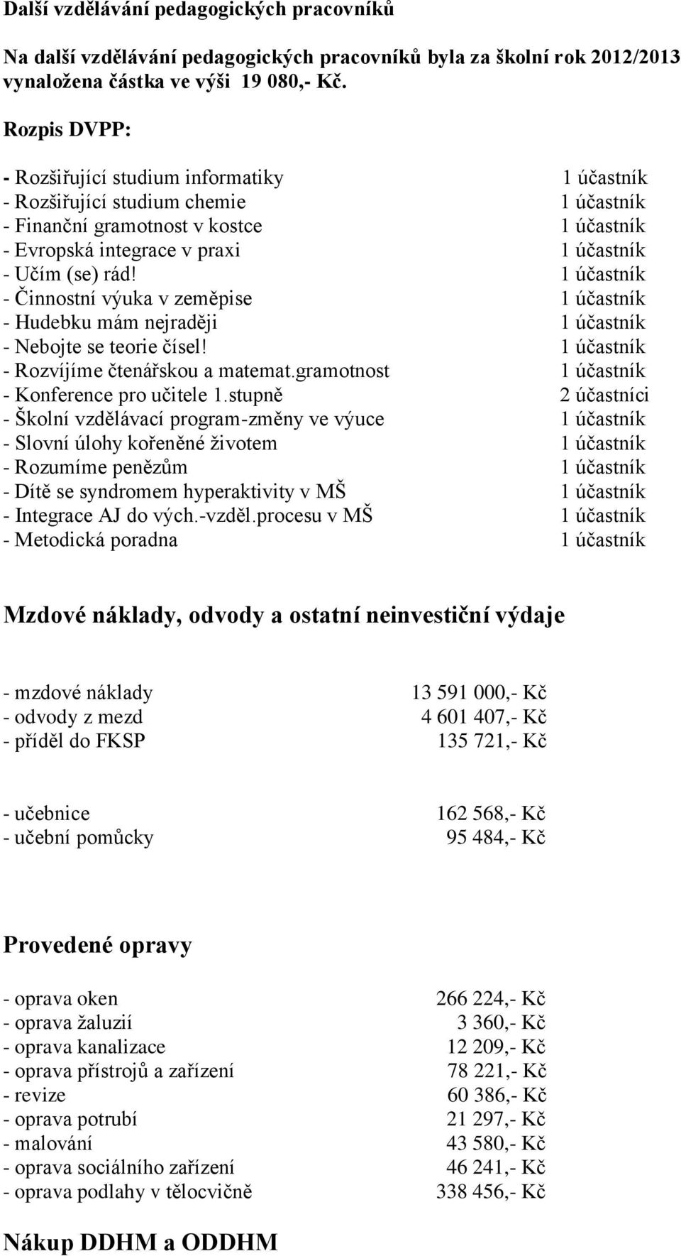 1 účastník - Činnostní výuka v zeměpise 1 účastník - Hudebku mám nejraději 1 účastník - Nebojte se teorie čísel! 1 účastník - Rozvíjíme čtenářskou a matemat.