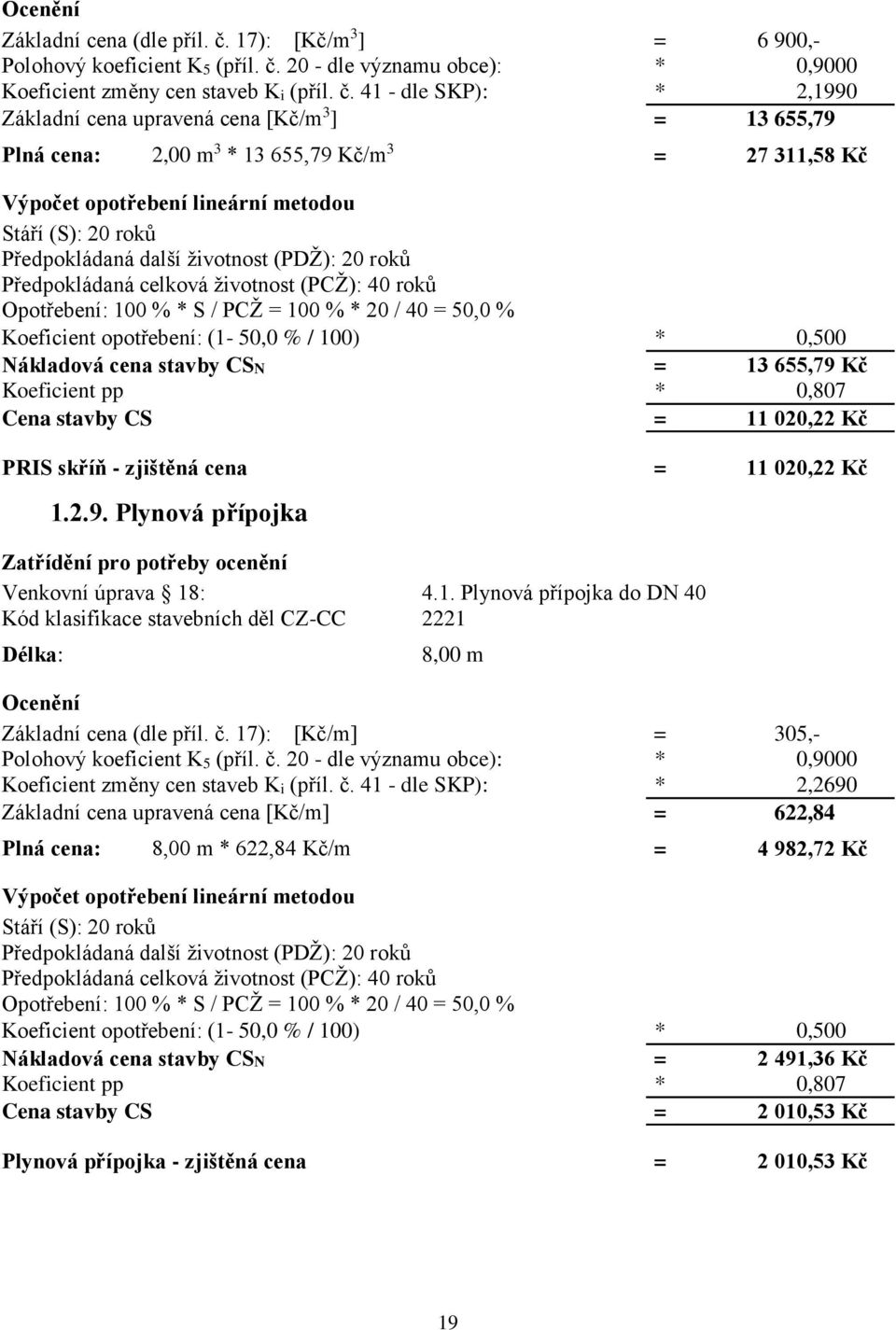 20 - dle významu obce): * 0,9000 Koeficient změny cen staveb Ki (příl. č.