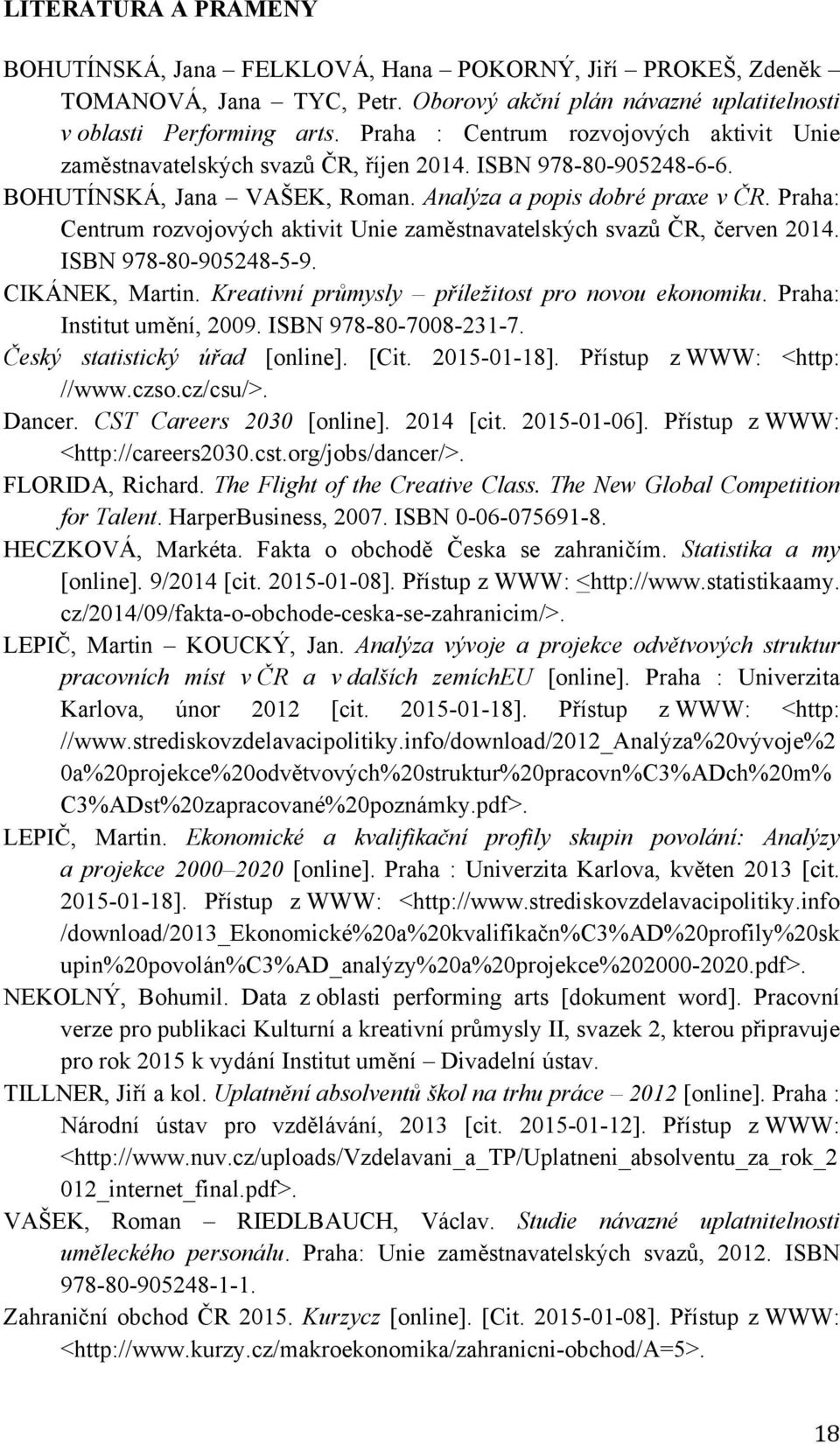 Praha: Centrum rozvojových aktivit Unie zaměstnavatelských svazů ČR, červen 2014. ISBN 978-80-905248-5-9. CIKÁNEK, Martin. Kreativní průmysly příležitost pro novou ekonomiku.