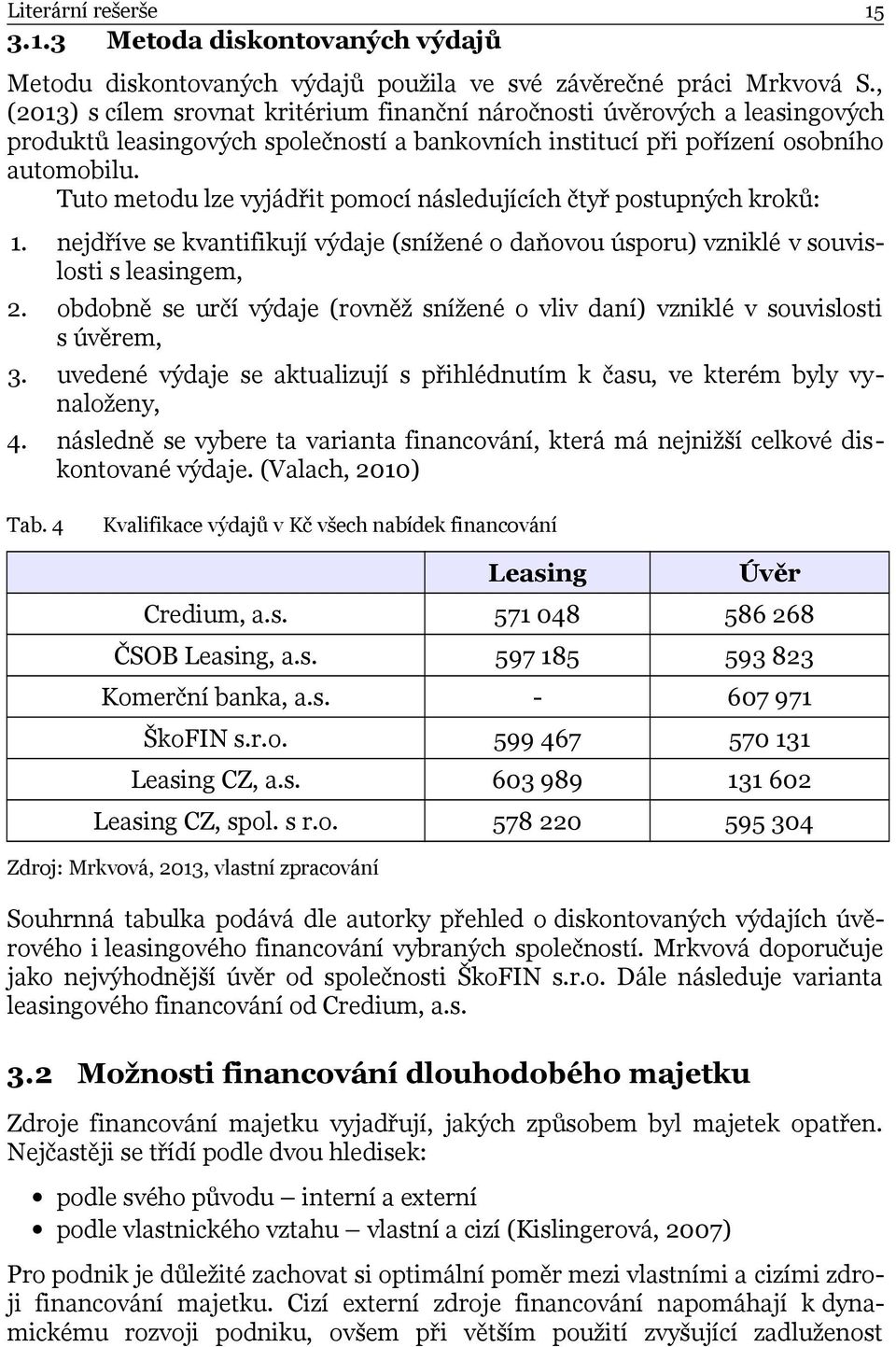 Tuto metodu lze vyjádřit pomocí následujících čtyř postupných kroků: 1. nejdříve se kvantifikují výdaje (snížené o daňovou úsporu) vzniklé v souvislosti s leasingem, 2.