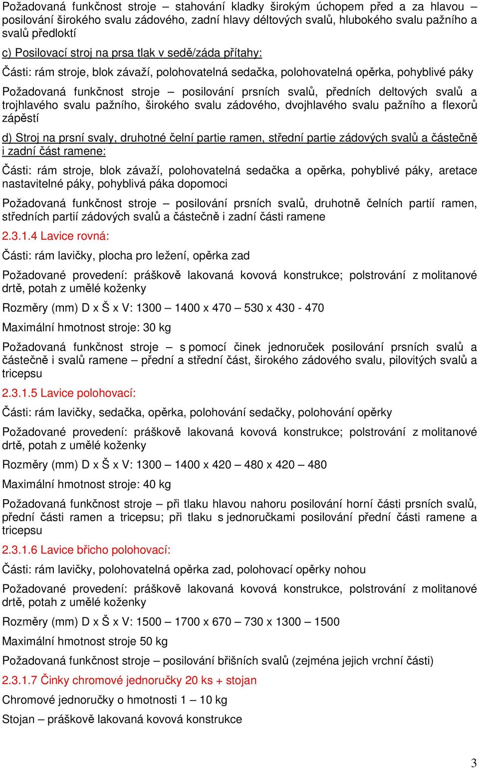 deltových svalů a trojhlavého svalu pažního, širokého svalu zádového, dvojhlavého svalu pažního a flexorů zápěstí d) Stroj na prsní svaly, druhotné čelní partie ramen, střední partie zádových svalů a