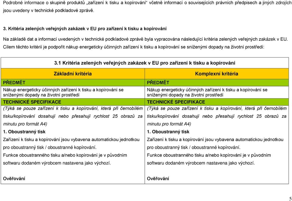 zakázek v EU. Cílem těchto kritérií je podpořit nákup energeticky účinných zařízení k tisku a kopírování se sníženými dopady na životní prostředí: 3.