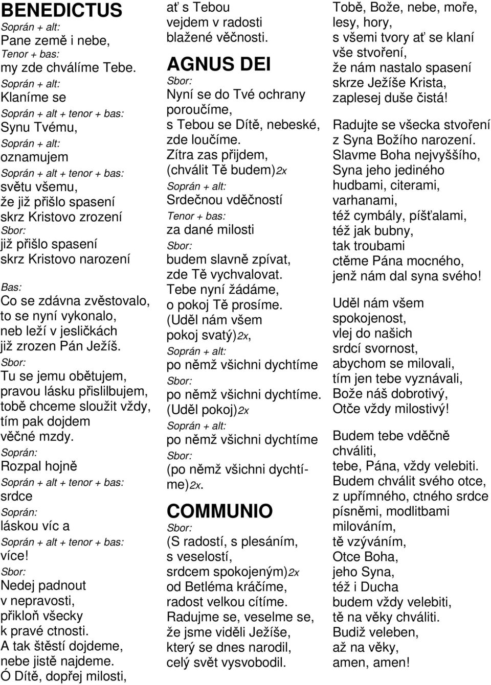 Kristovo narození Co se zdávna zvěstovalo, to se nyní vykonalo, neb leží v jesličkách již zrozen Pán Ježíš.