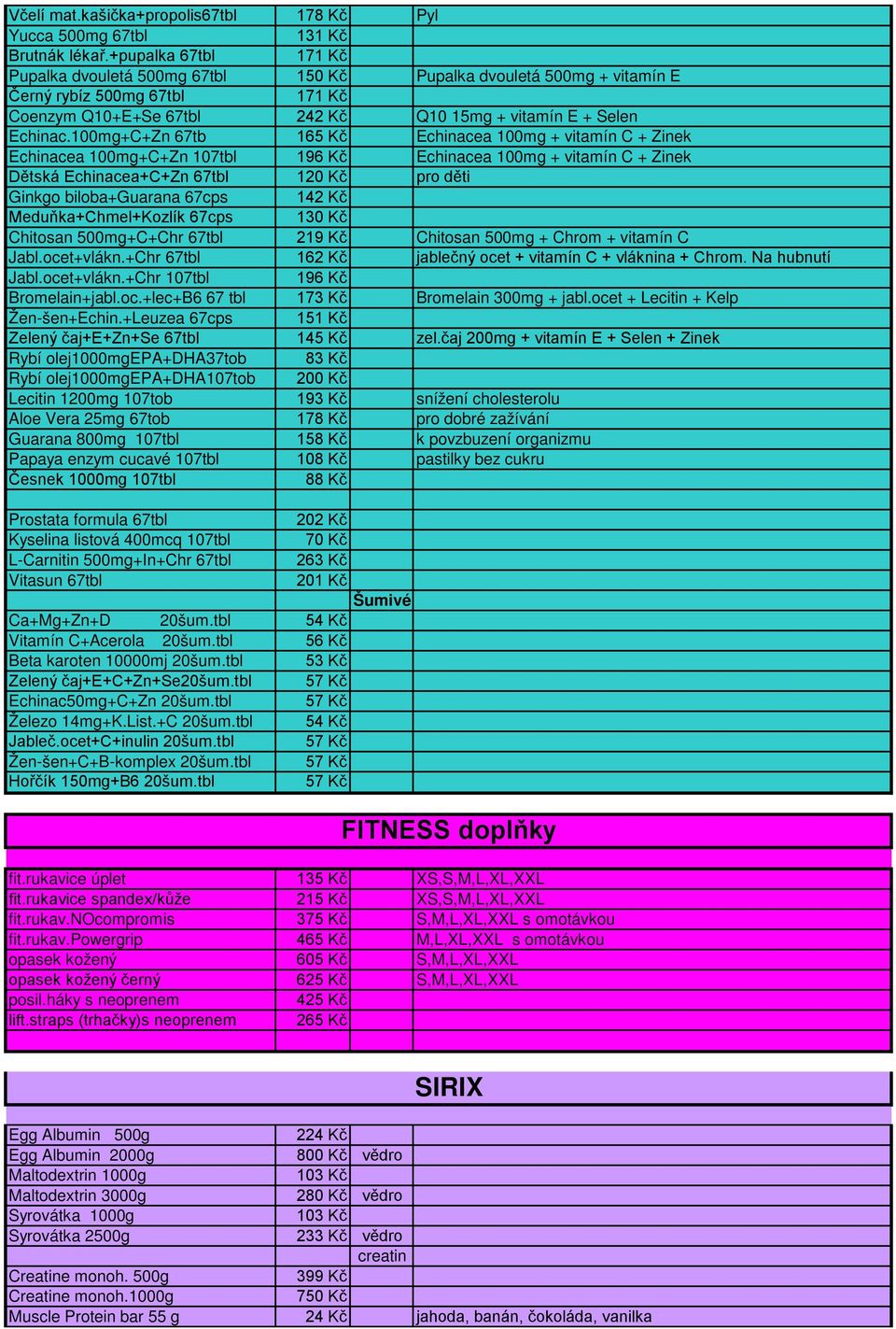 100mg+C+Zn 67tb 165 Kč Echinacea 100mg + vitamín C + Zinek Echinacea 100mg+C+Zn 107tbl 196 Kč Echinacea 100mg + vitamín C + Zinek Dětská Echinacea+C+Zn 67tbl 120 Kč pro děti Ginkgo biloba+guarana