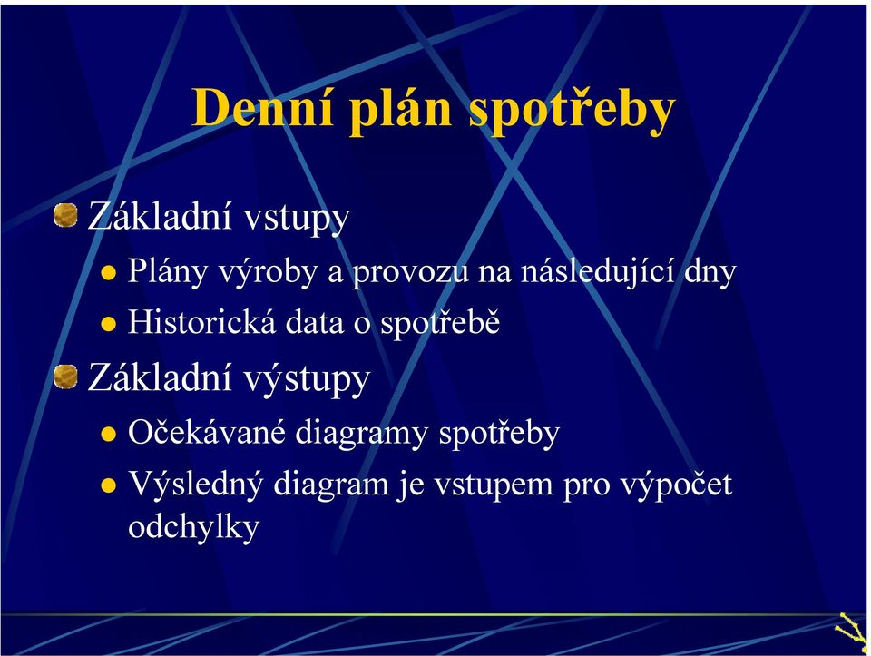 spotřebě Základní výstupy Očekávané diagramy