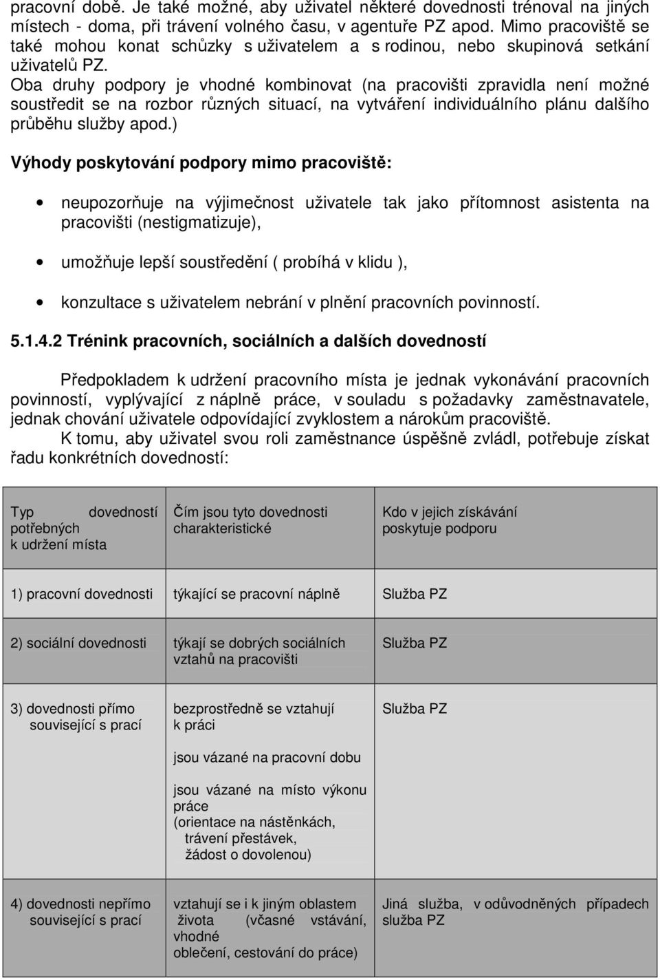 Oba druhy podpory je vhodné kombinovat (na pracovišti zpravidla není možné soustředit se na rozbor různých situací, na vytváření individuálního plánu dalšího průběhu služby apod.