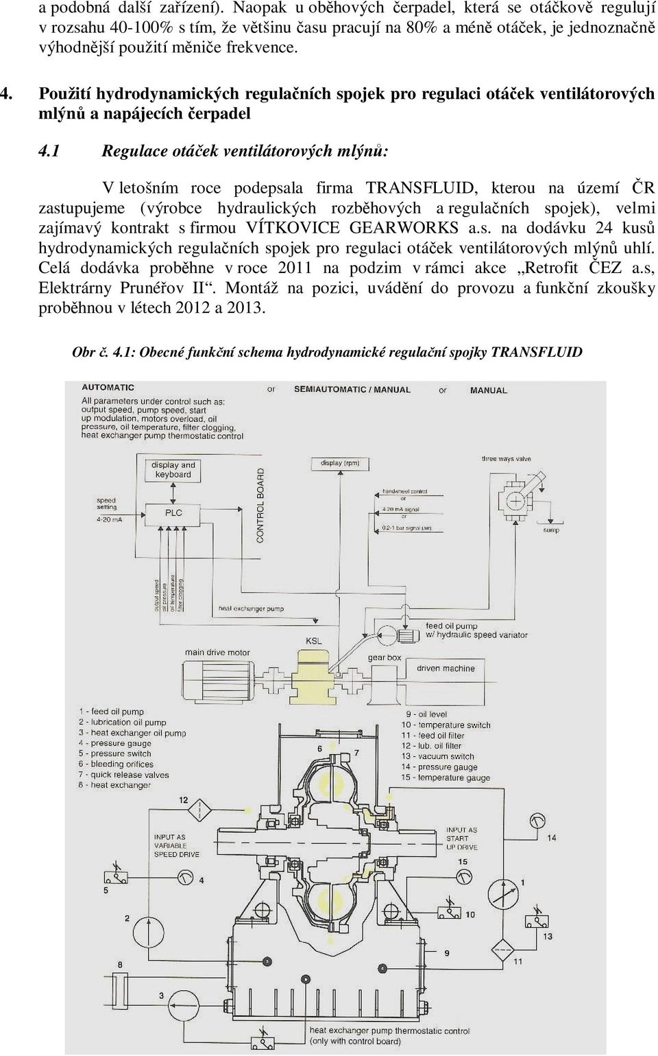 1 Regulace otáček ventilátorových mlýnů: V letošním roce podepsala firma TRANSFLUID, kterou na území ČR zastupujeme (výrobce hydraulických rozběhových a regulačních spojek), velmi zajímavý kontrakt s