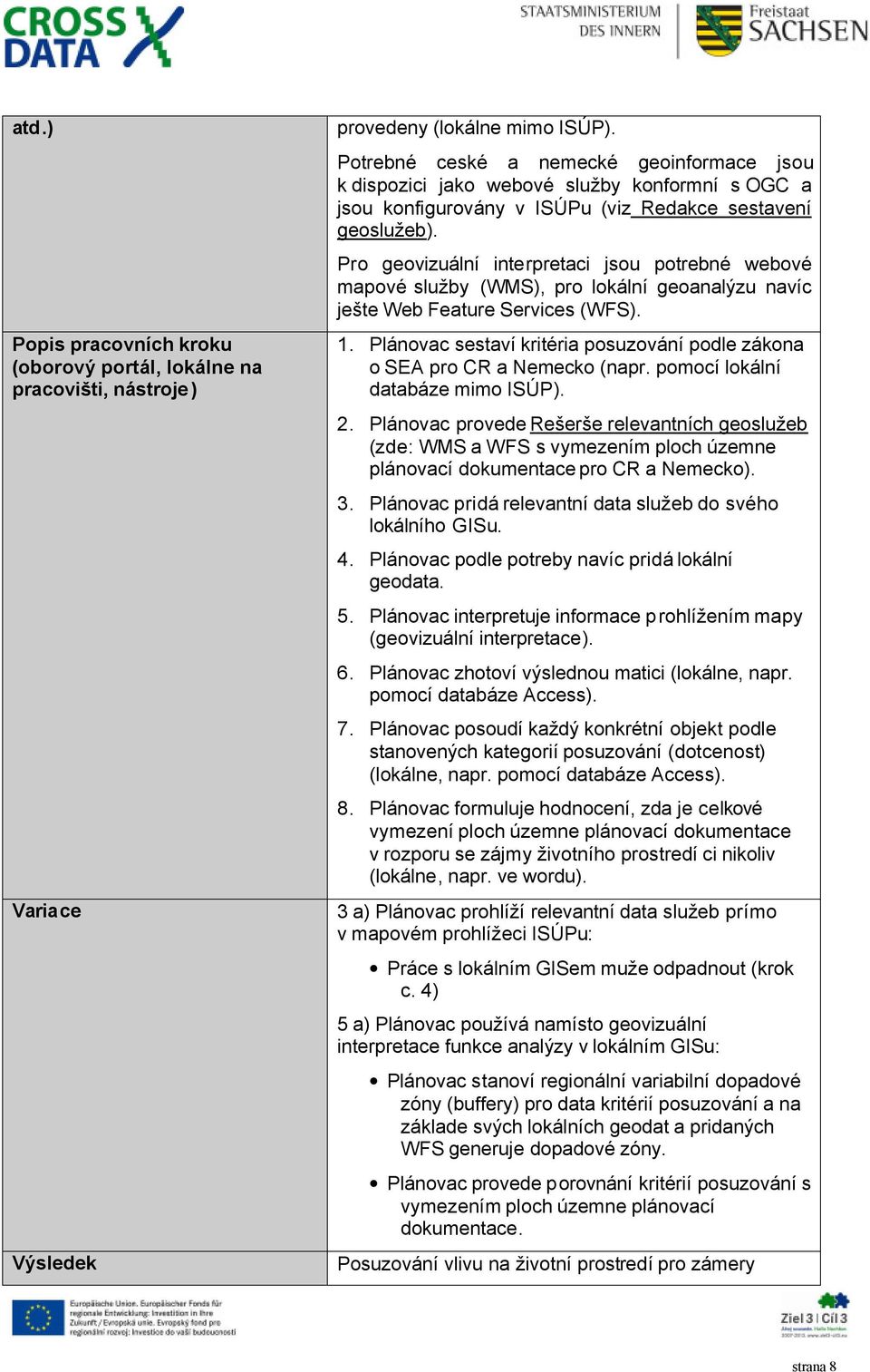 Pro geovizuální interpretaci jsou potrebné webové mapové služby (WMS), pro lokální geoanalýzu navíc ješte Web Feature Services (WFS).