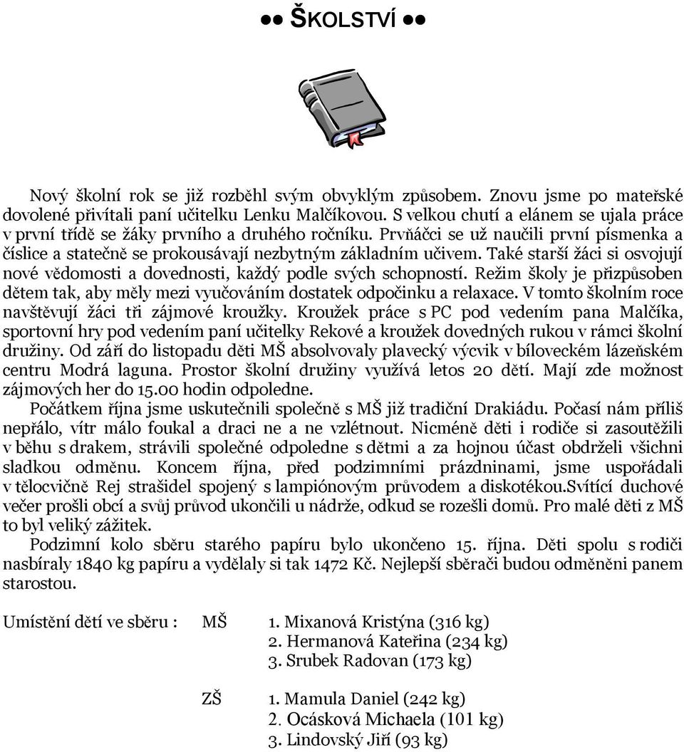 Také starší žáci si osvojují nové vědomosti a dovednosti, každý podle svých schopností. Režim školy je přizpůsoben dětem tak, aby měly mezi vyučováním dostatek odpočinku a relaxace.