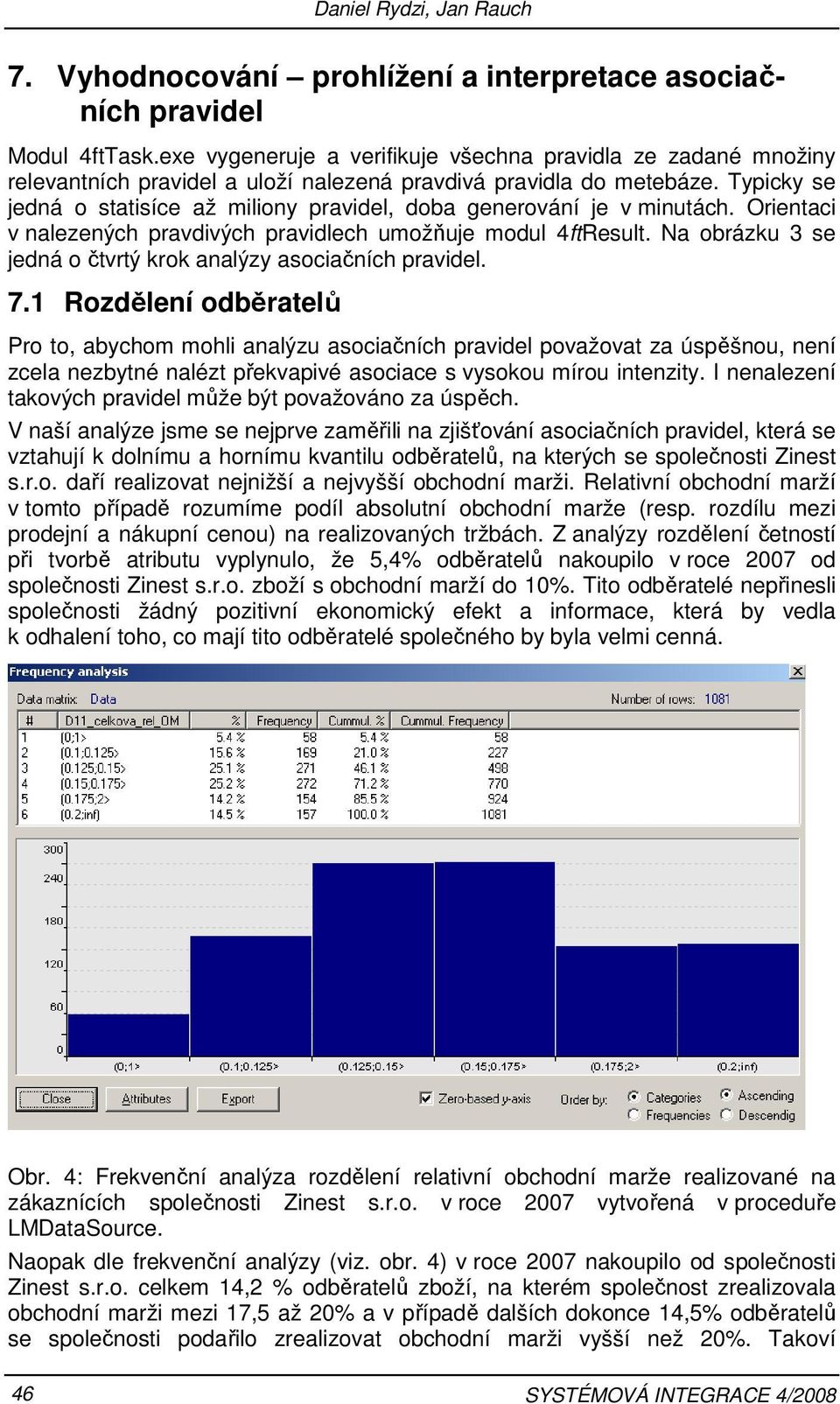 3 se jedná o čtvrtý krok analýzy asociačních pravidel 71 Rozdělení odběratelů Pro to, abychom mohli analýzu asociačních pravidel považovat za úspěšnou, není zcela nezbytné nalézt překvapivé asociace