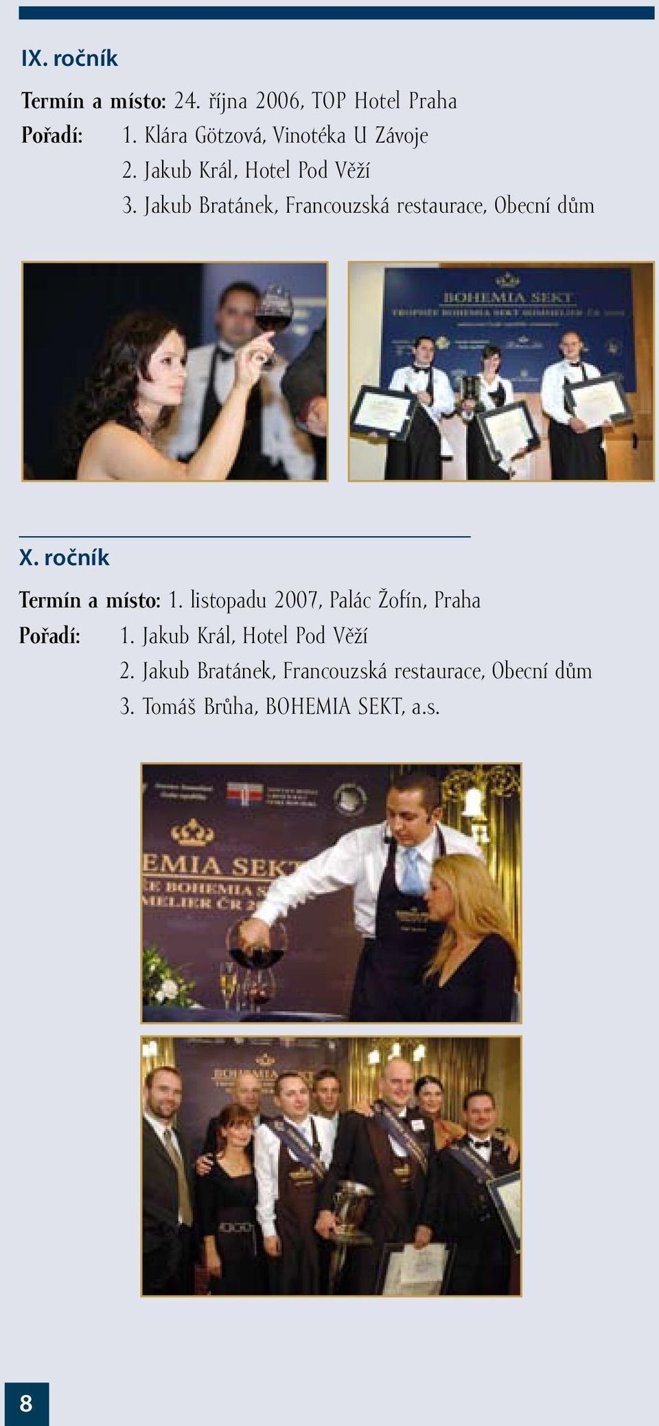 Jakub Bratánek, Francouzská restaurace, Obecní dům X. ročník Termín a místo: 1.