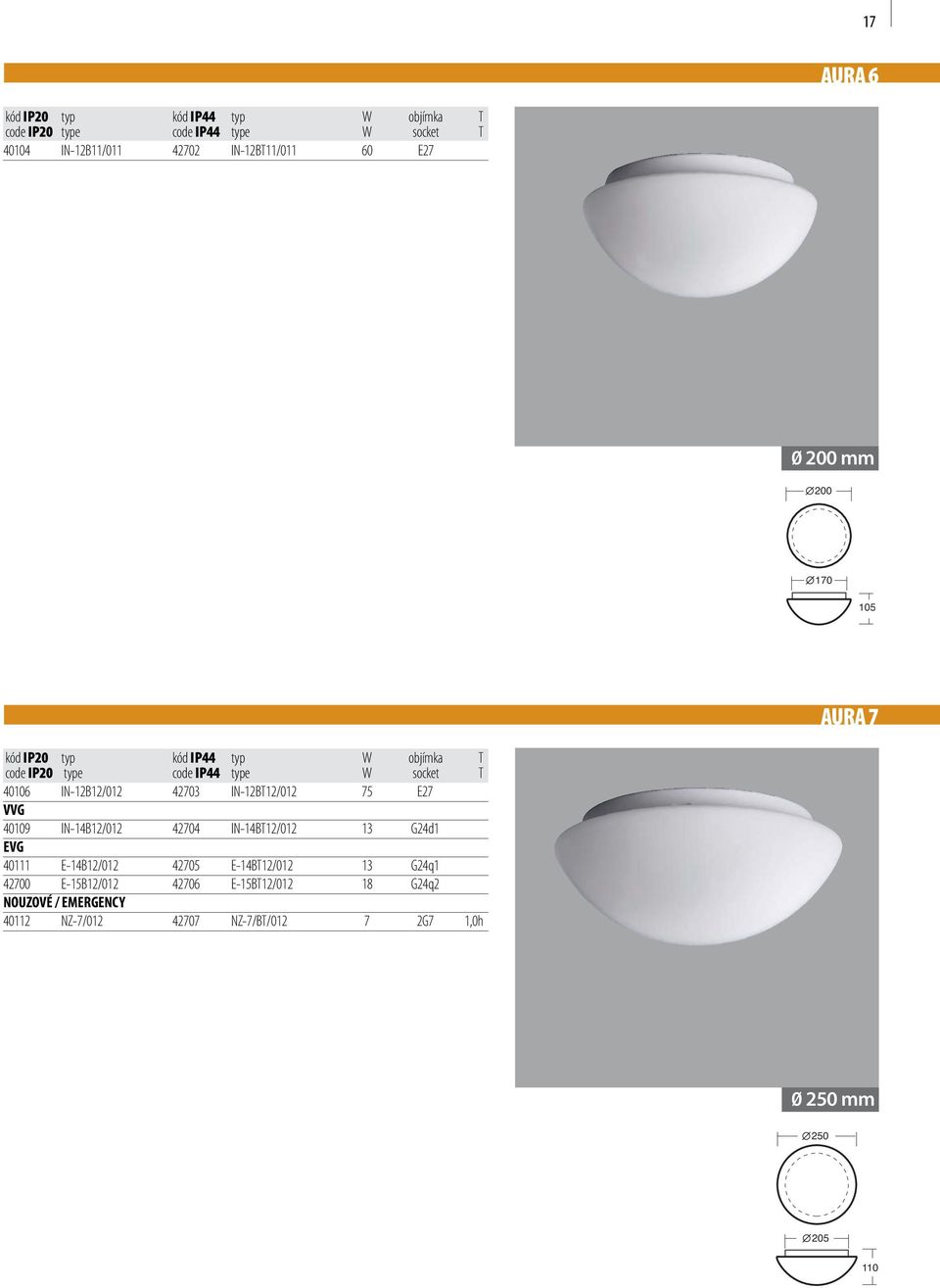 socket T 40106 IN-12B12/012 42703 IN-12BT12/012 75 E27 40109 IN-14B12/012 42704 IN-14BT12/012 13 G24d1 40111 E-14B12/012