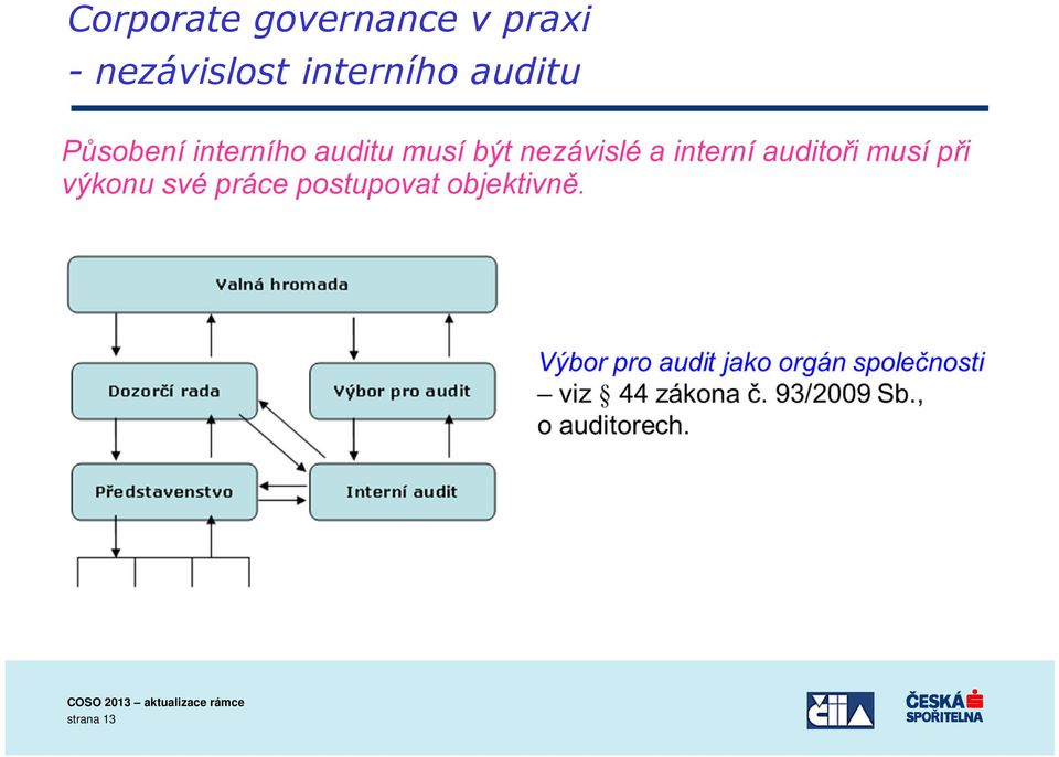 musí být nezávislé a interní auditoři musí