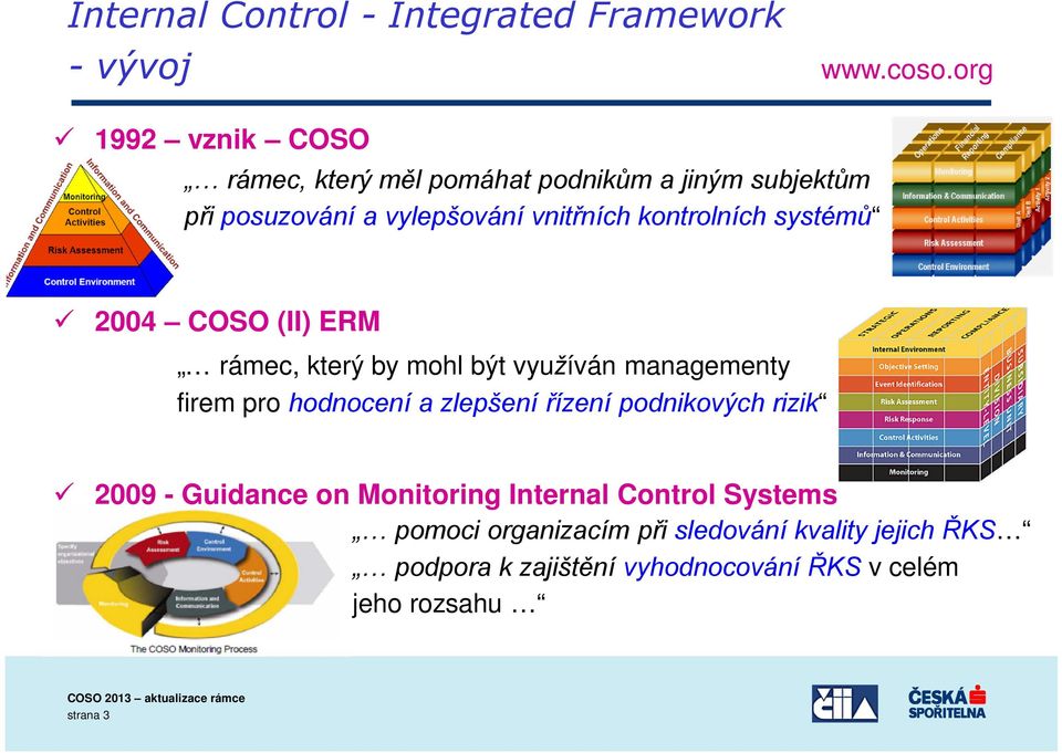 kontrolních systémů 2004 COSO (II) ERM rámec, který by mohl být využíván managementy firem pro hodnocení a zlepšení