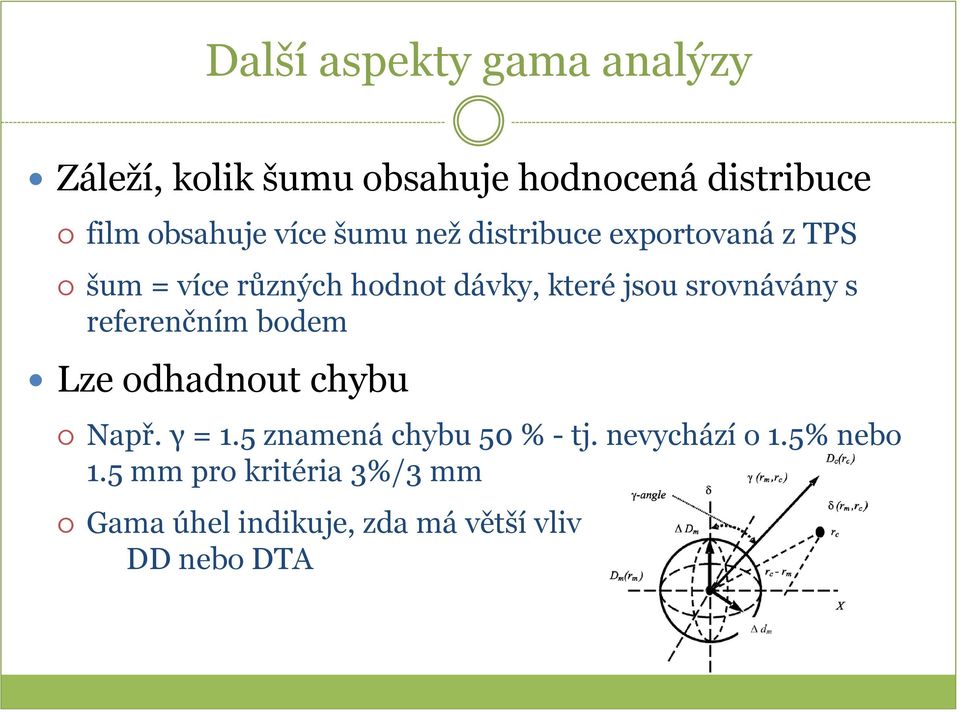 srovnávány s referenčním bodem Lze odhadnout chybu Např. γ = 1.5 znamená chybu 50 % - tj.