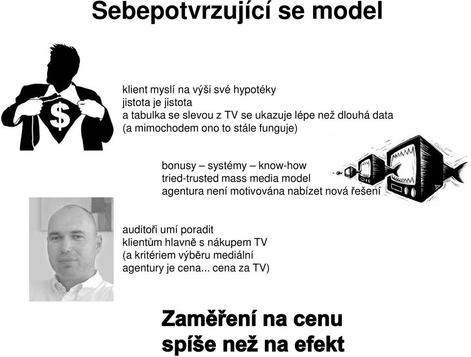 know-how tried-trusted mass media model agentura není motivována nabízet nová řešení auditoři