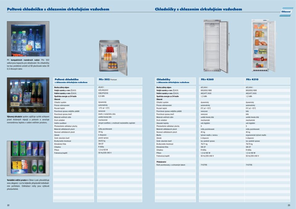 Pultová chladnička s chlazením cirkulujícím vzduchem FKv 52 Premium Chladničky s chlazením cirkulujícím vzduchem FKv FKv Výkonný cirkulační systém zajišťuje rychlé ochlazení právě vložených nápojů a