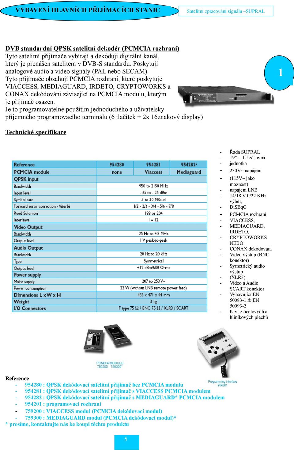 Tyto přijímače obsahují PCMCIA rozhraní, které poskytuje VIACCESS, MEDIAGUARD, IRDETO, CRYPTOWORKS a CONAX dekódování závisející na PCMCIA modulu, kterým je přijímač osazen.