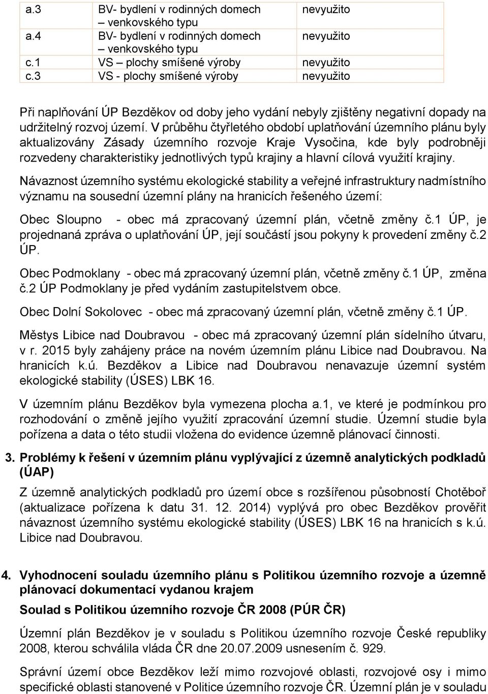 V průběhu čtyřletého období uplatňování územního plánu byly aktualizovány Zásady územního rozvoje Kraje Vysočina, kde byly podrobněji rozvedeny charakteristiky jednotlivých typů krajiny a hlavní