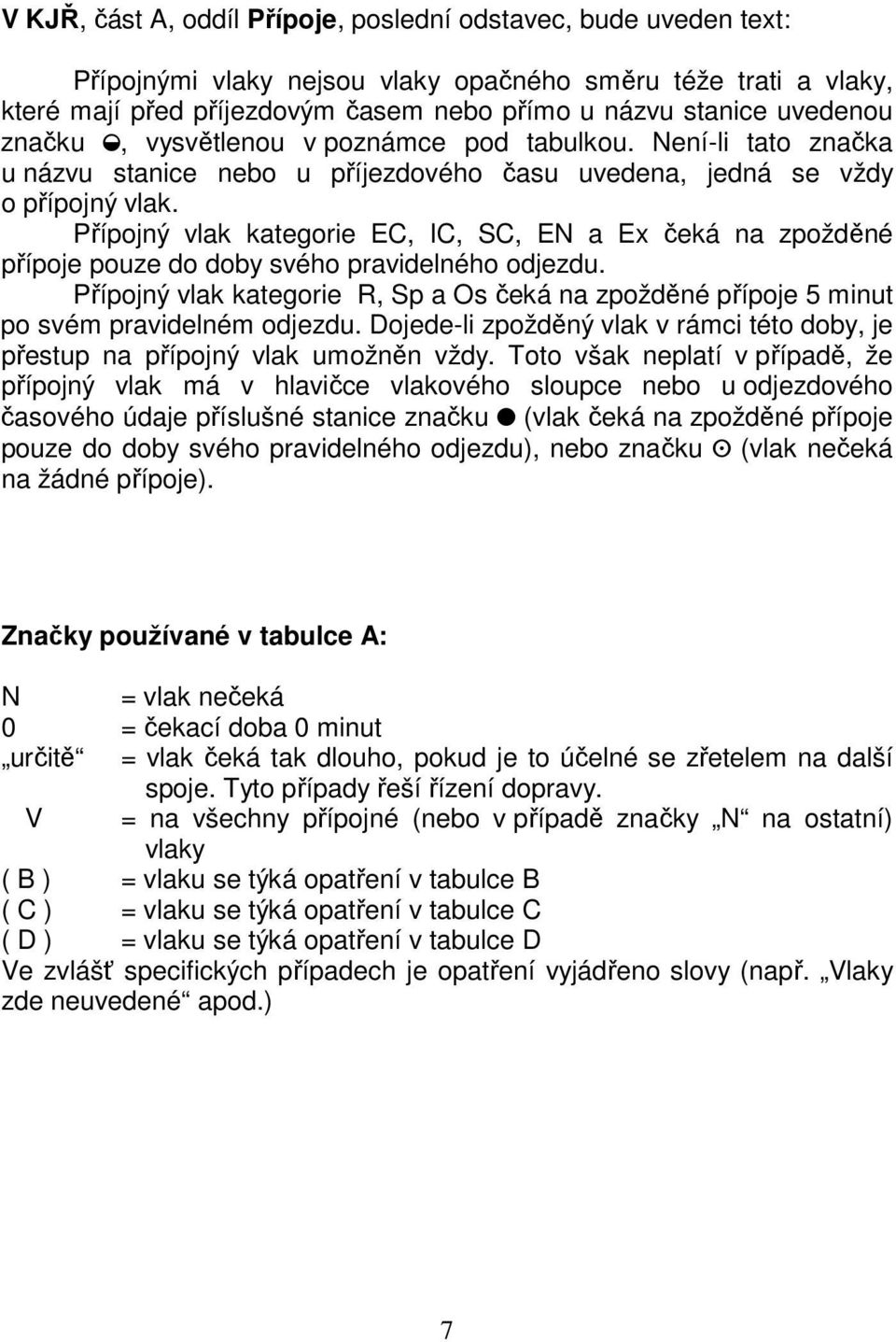 Přípojný vlak kategorie EC, IC, SC, EN a Ex čeká na zpožděné přípoje pouze do doby svého pravidelného odjezdu.