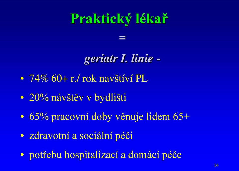 pracovní doby věnuje lidem 65+ zdravotní a