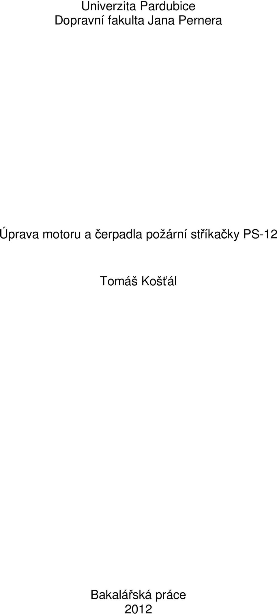motoru a čerpadla požární