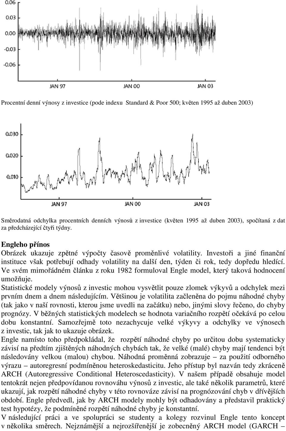 Investoři a jiné finanční instituce však potřebují odhady volatility na další den, týden či rok, tedy dopředu hledící.