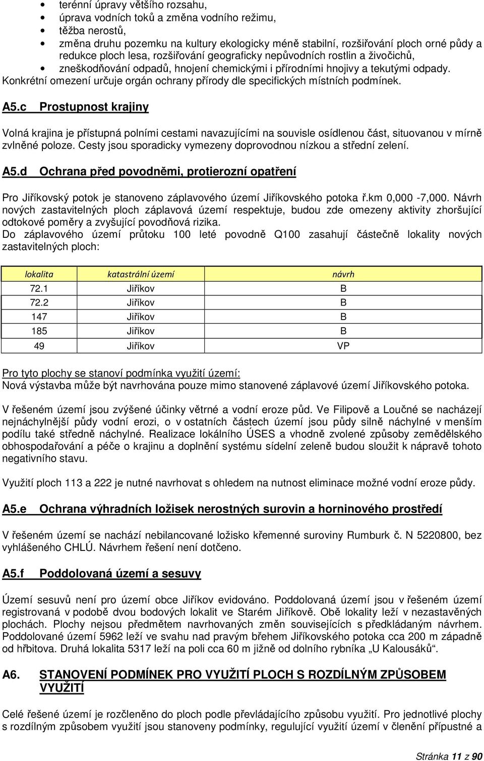 Konkrétní omezení určuje orgán ochrany přírody dle specifických místních podmínek. A5.