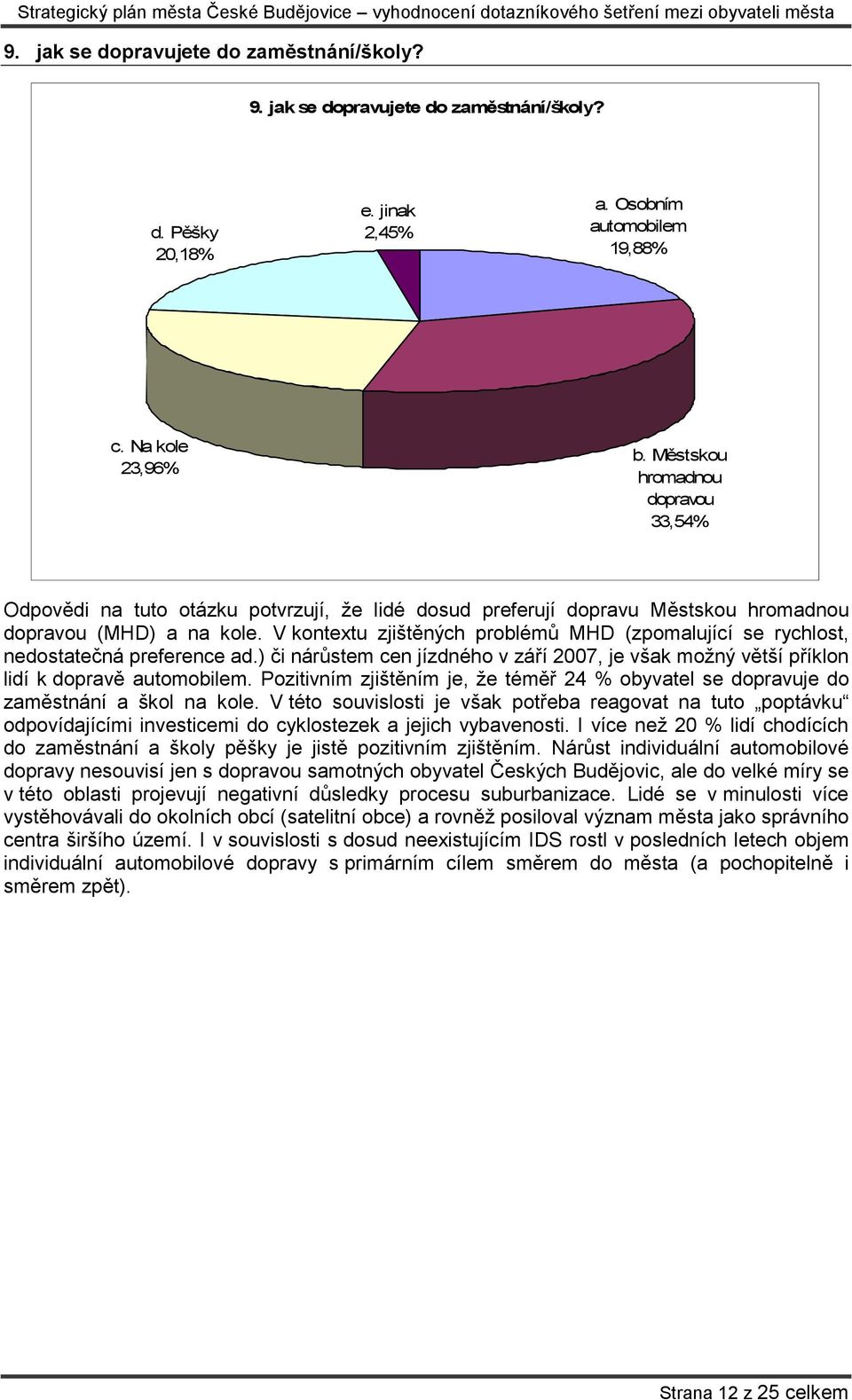 V kontextu zjištěných problémů MHD (zpomalující se rychlost, nedostatečná preference ad.) či nárůstem cen jízdného v září 2007, je však možný větší příklon lidí k dopravě automobilem.