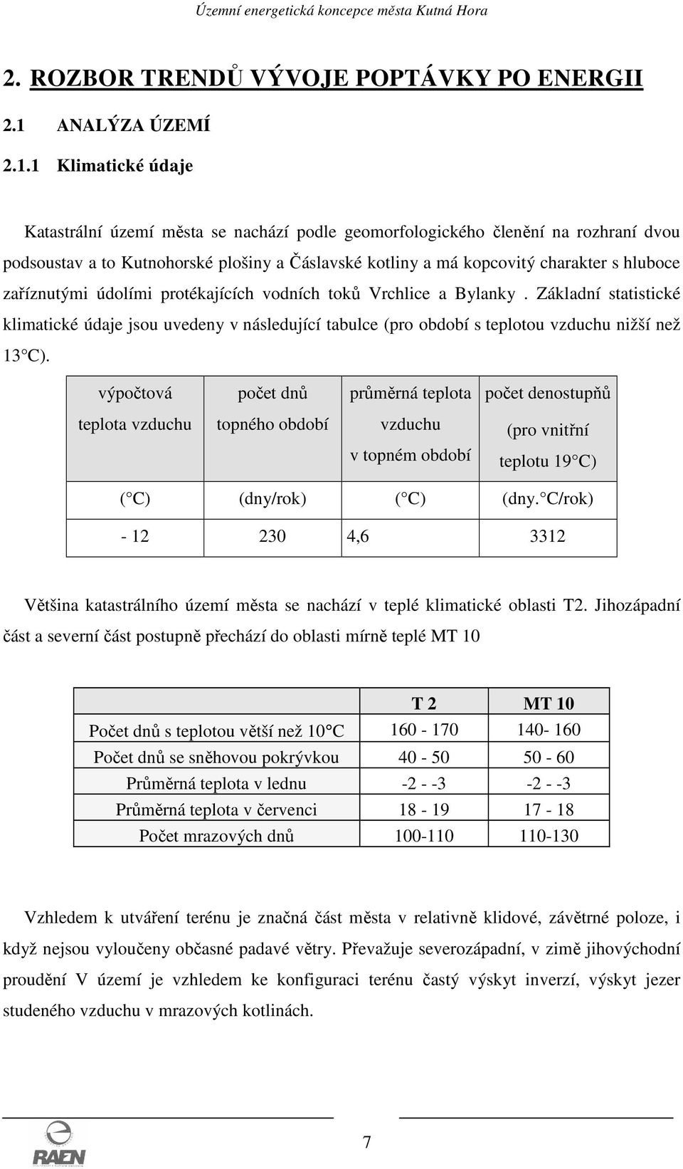 1 Klimatické údaje Katastrální území města se nachází podle geomorfologického členění na rozhraní dvou podsoustav a to Kutnohorské plošiny a Čáslavské kotliny a má kopcovitý charakter s hluboce