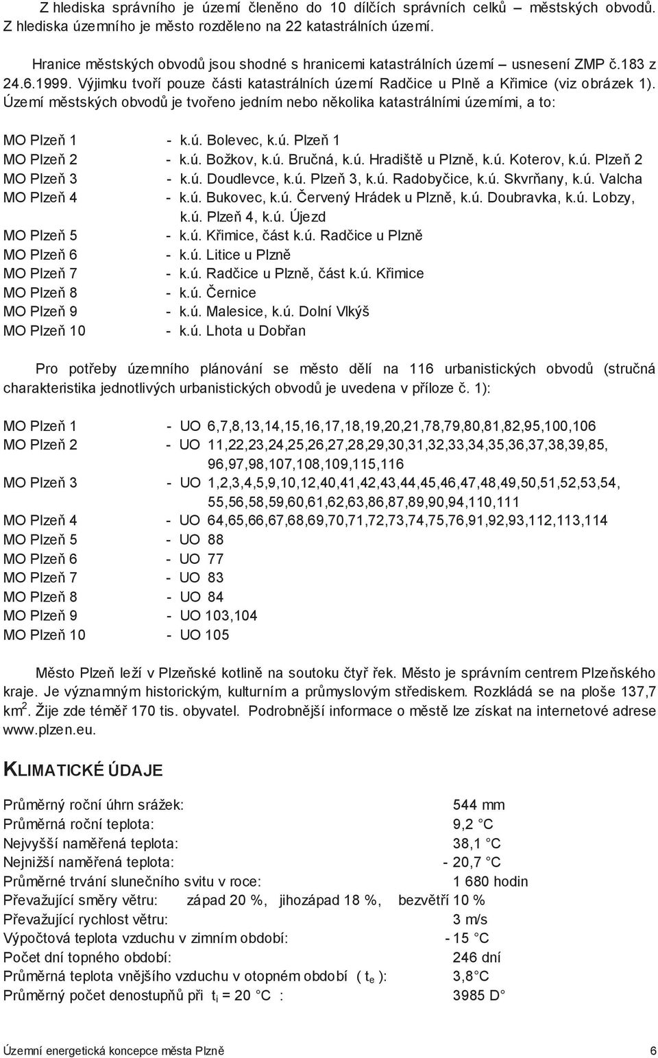 Území mstských obvod je tvo eno jedním nebo nkolika katastrálními územími, a to: MO Plze 1 - k.ú. Bolevec, k.ú. Plze 1 MO Plze 2 - k.ú. Božkov, k.ú. Bruná, k.ú. Hradišt u Plzn, k.ú. Koterov, k.ú. Plze 2 MO Plze 3 - k.