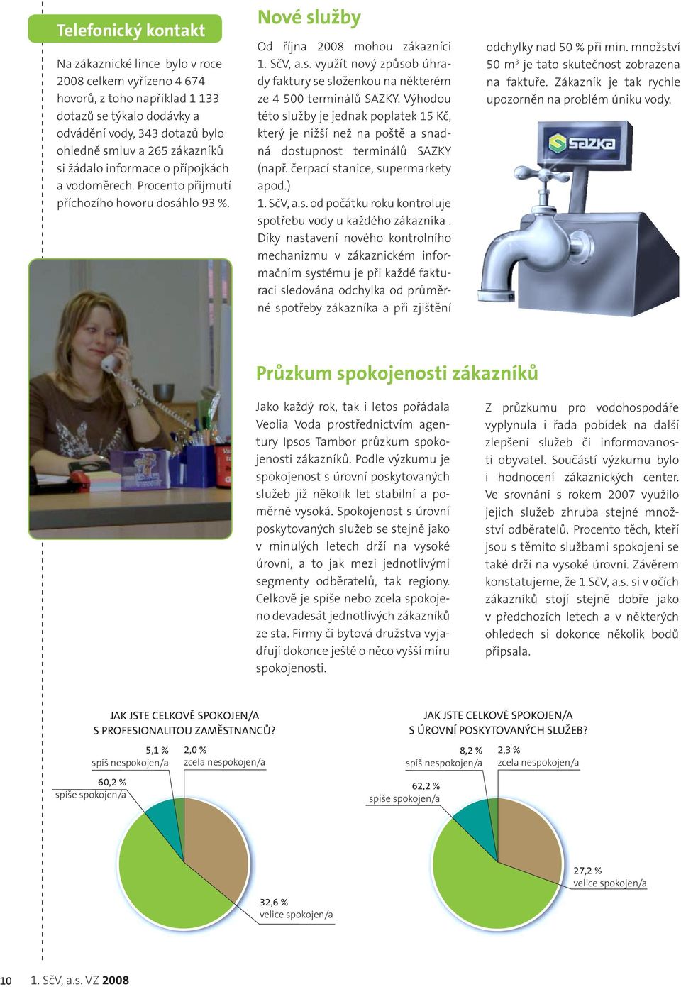 Výhodou této služby je jednak poplatek 15 Kč, který je nižší než na poště a snadná dostupnost terminálů SAZKY (např. čerpací stanice, supermarkety apod.) 1. SčV, a.s. od počátku roku kontroluje spotřebu vody u každého zákazníka.