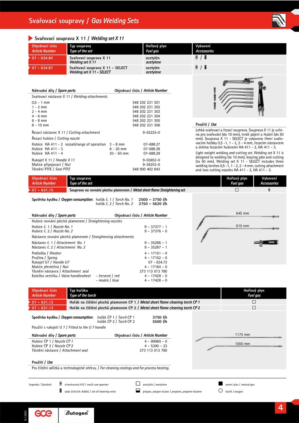 303-6 mm 58 202 231 30 6-8 mm 58 202 231 305 8-10 mm 58 202 231 306 Řezací nástavec X 11 / Cutting attachment 9-55225-0 Řezací hubice / Cutting nozzle Hubice HA 11-2 rozsah/range of operation 3-8 mm