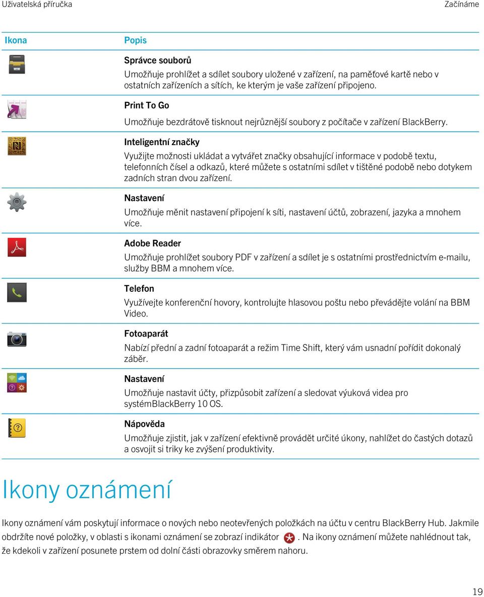 Inteligentní značky Využijte možnosti ukládat a vytvářet značky obsahující informace v podobě textu, telefonních čísel a odkazů, které můžete s ostatními sdílet v tištěné podobě nebo dotykem zadních