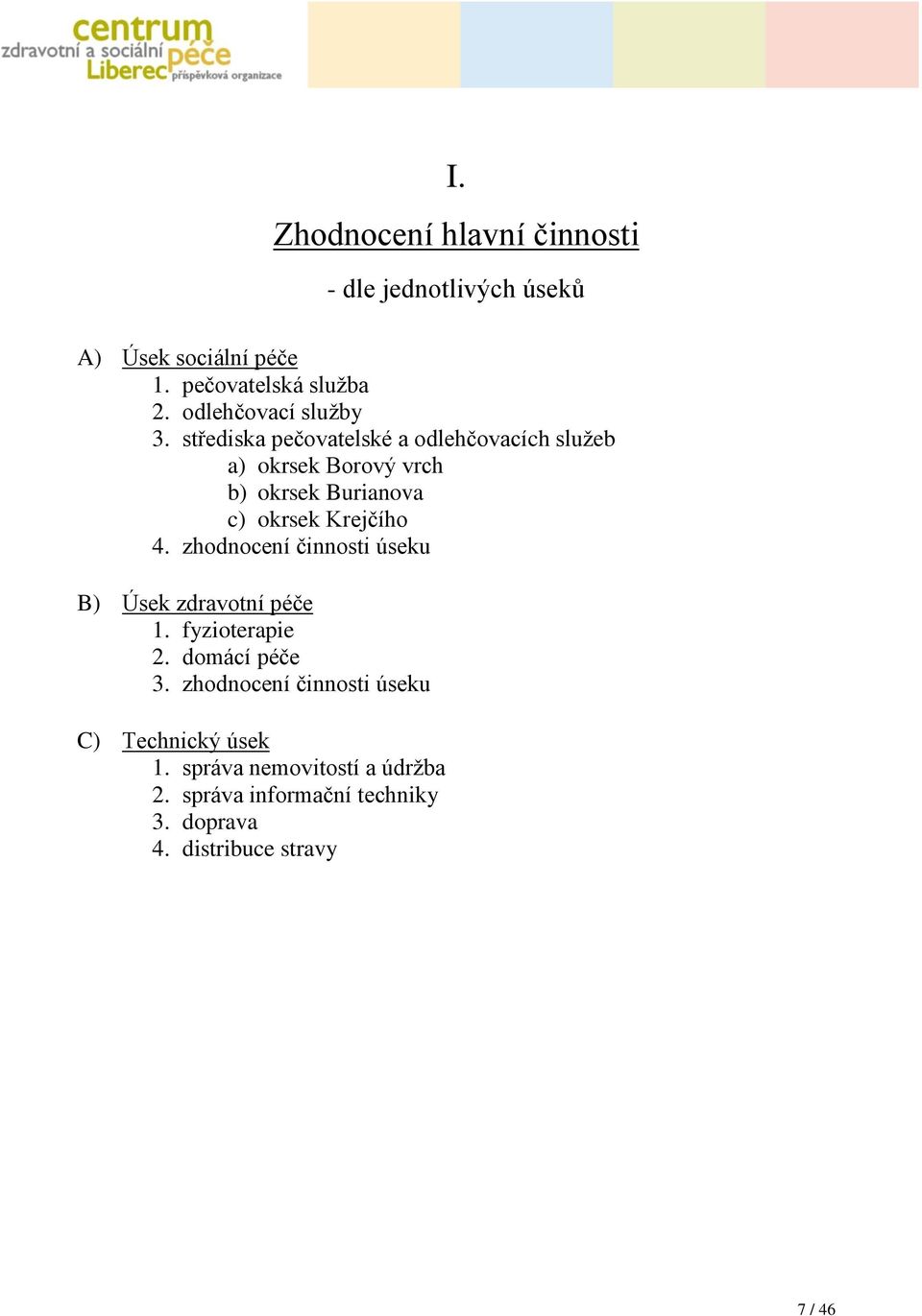 střediska pečovatelské a odlehčovacích služeb a) okrsek Borový vrch b) okrsek Burianova c) okrsek Krejčího 4.