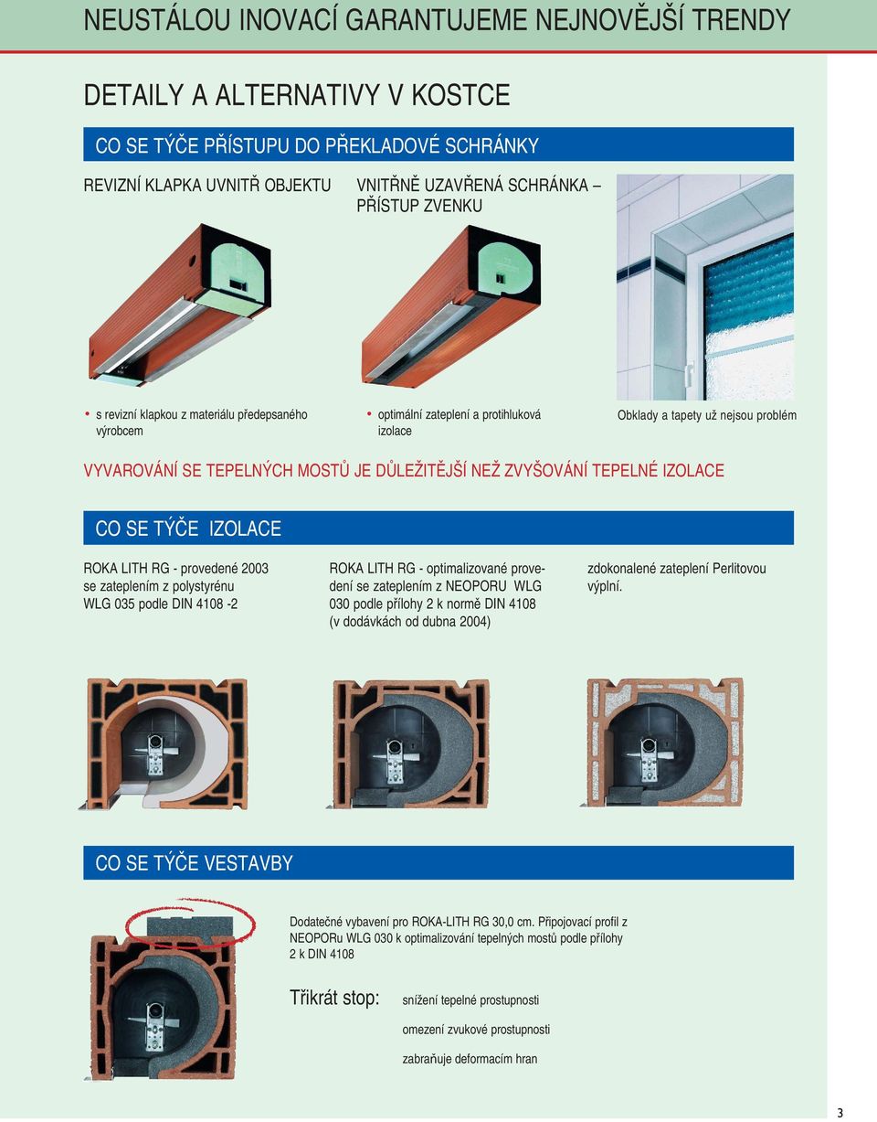 IZOLACE CO SE T âe IZOLACE ROKA LITH RG - provedené 2003 se zateplením z polystyrénu WLG 035 podle DIN 4108-2 ROKA LITH RG - optimalizované provedení se zateplením z NEOPORU WLG 030 podle pfiílohy 2